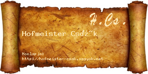 Hofmeister Csák névjegykártya
